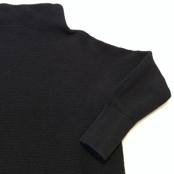 Free People Womens Ottoman Slouchy Tunic Sweater Medium Mock Neck Black Ribbed - Picture 9 of 16